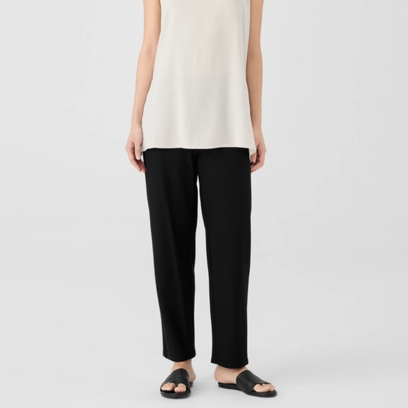 Eileen Fisher washable packable stretch crepe pull on pant black minimalist PM - Picture 3 of 8